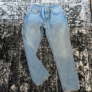 NEVER WORN! Light wash blue jeans with crystal studs